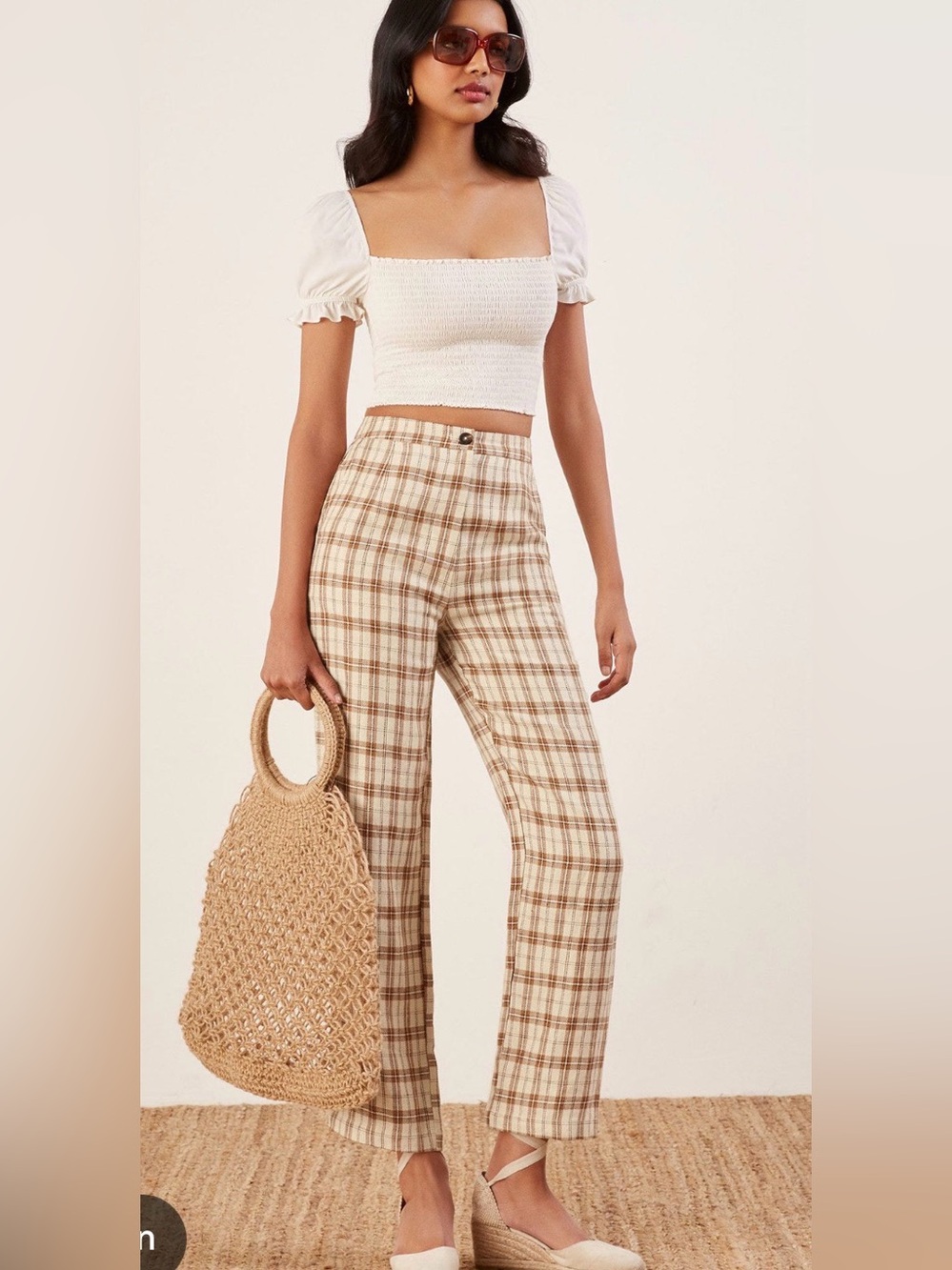 Reformation Verano Linen Check Plaid Pants 2 Fall Academia Autumn Preppy